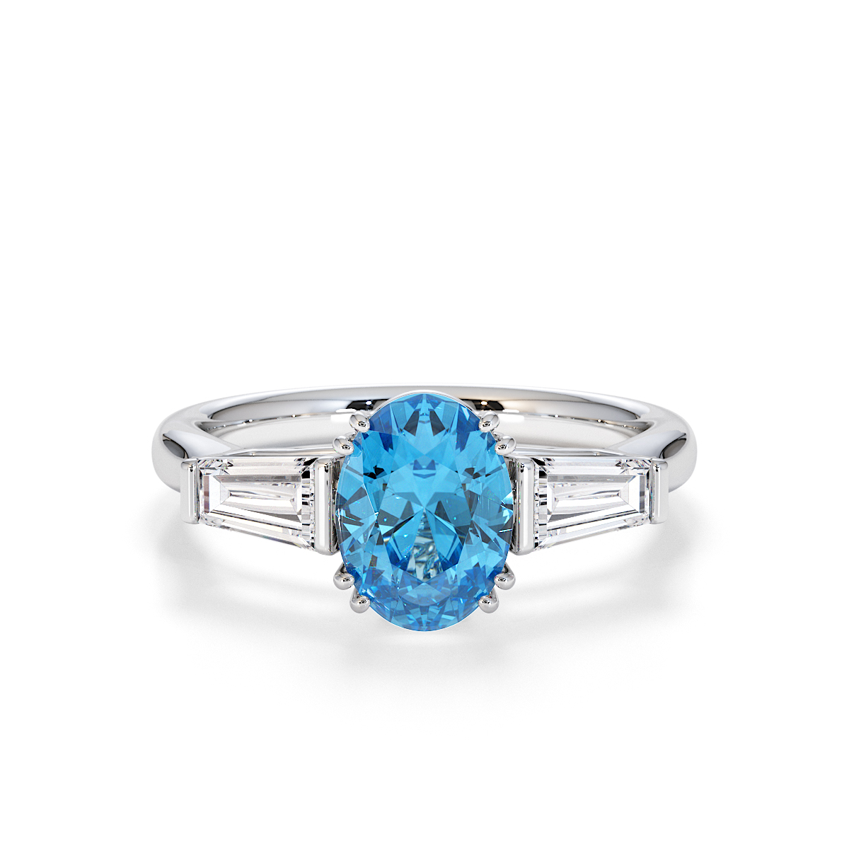Gold / Platinum Blue Topaz and Diamond Engagement Ring RZ3437