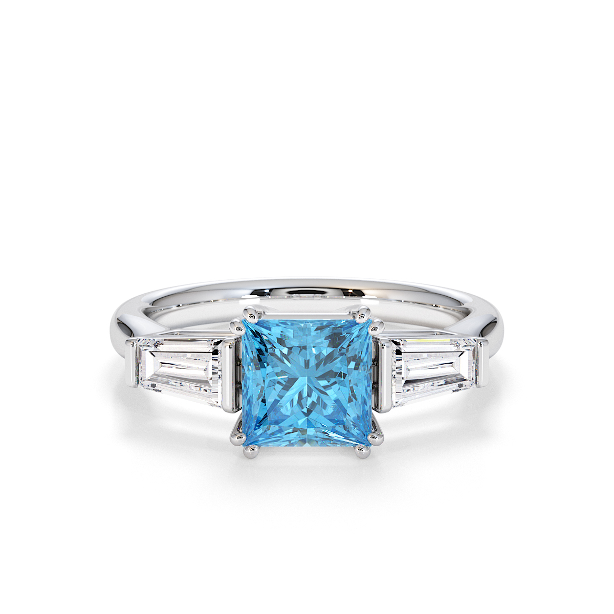 Gold / Platinum Blue Topaz and Diamond Engagement Ring RZ3440