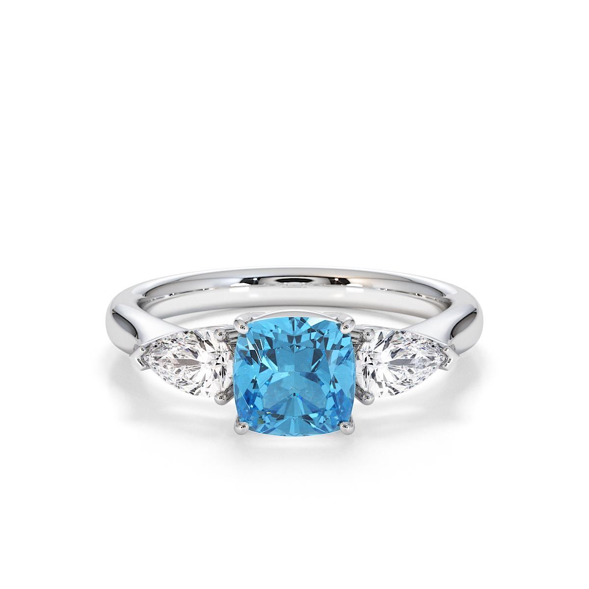 Gold / Platinum Blue Topaz and Diamond Engagement Ring RZ3441