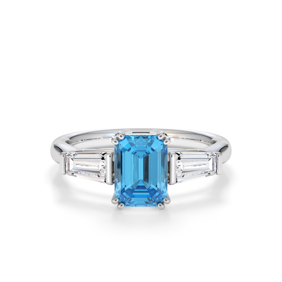 Gold / Platinum Blue Topaz and Diamond Engagement Ring RZ3446