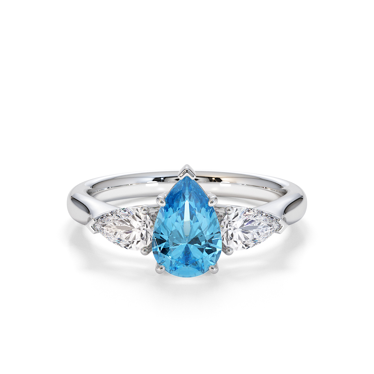 Gold / Platinum Blue Topaz and Diamond Engagement Ring RZ3447
