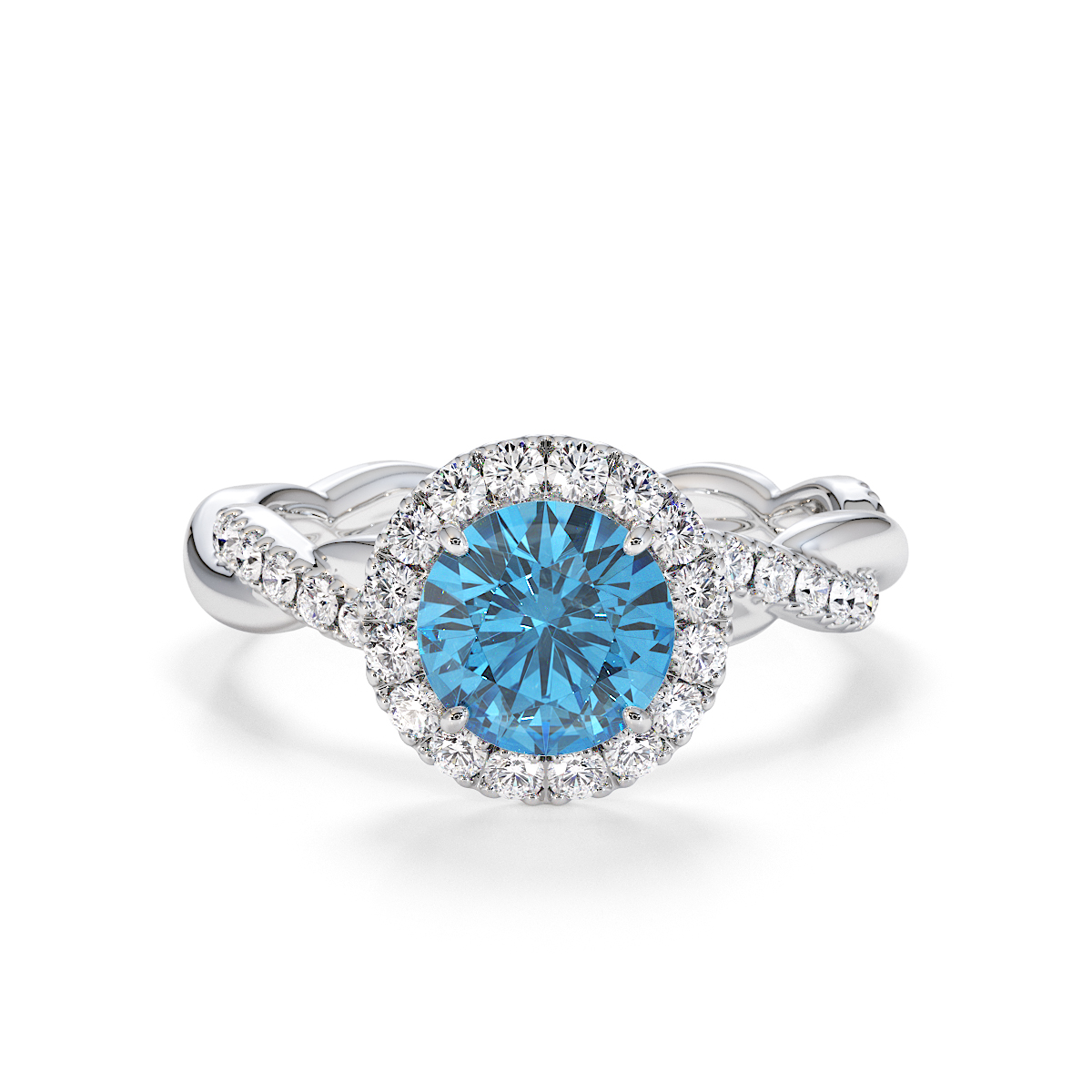 Gold / Platinum Blue Topaz and Diamond Engagement Ring RZ3453