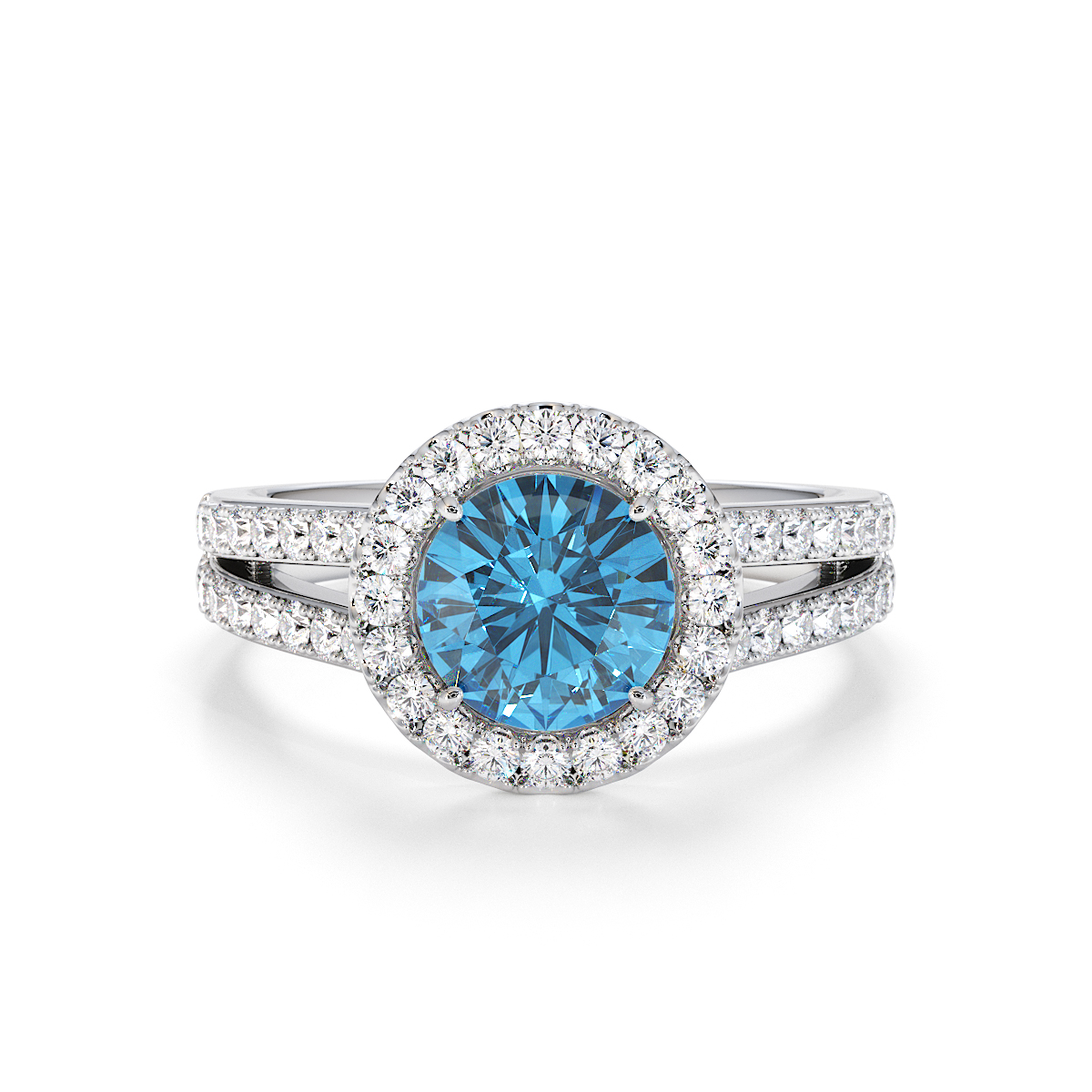 Gold / Platinum Blue Topaz and Diamond Engagement Ring RZ3460