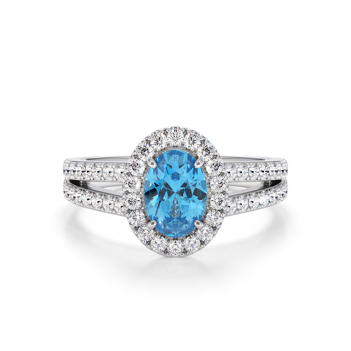 Gold / Platinum Blue Topaz and Diamond Engagement Ring RZ3461