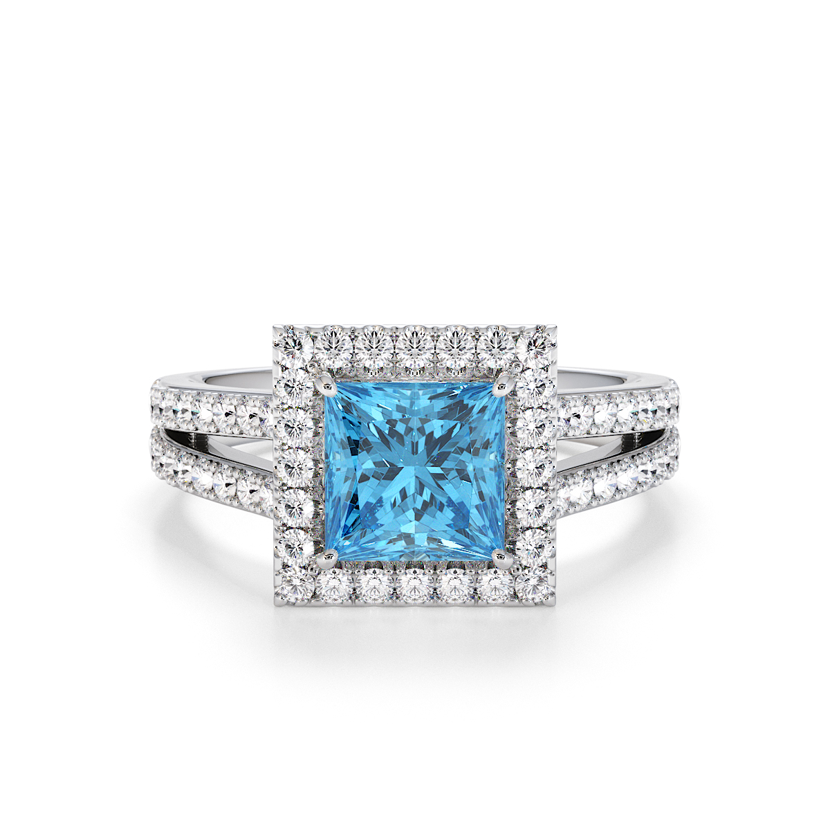 Gold / Platinum Blue Topaz and Diamond Engagement Ring RZ3462