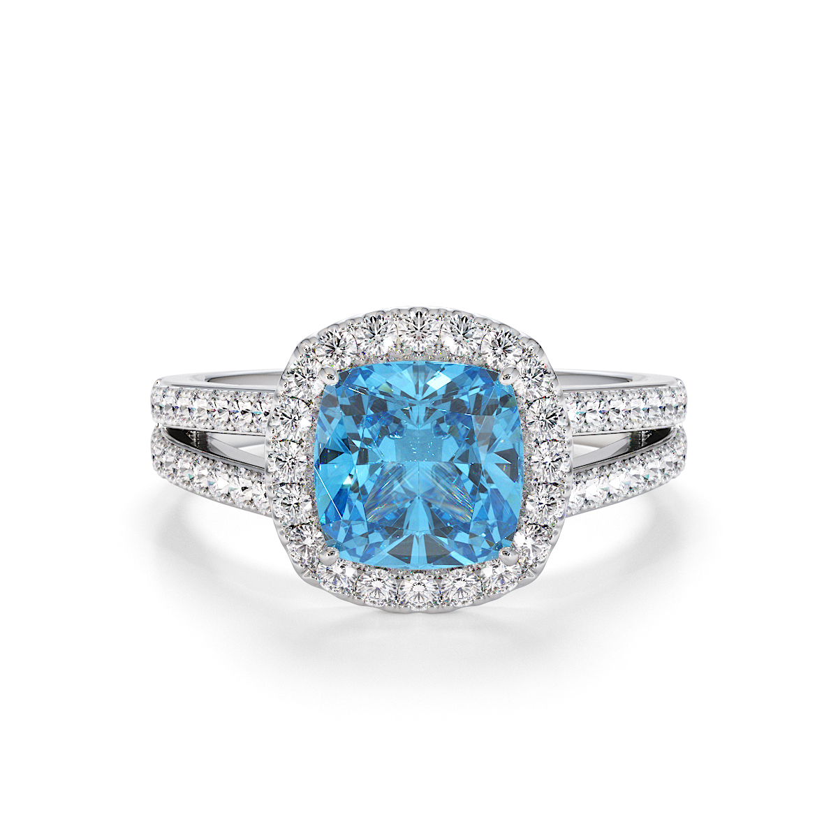 Gold / Platinum Blue Topaz and Diamond Engagement Ring RZ3464