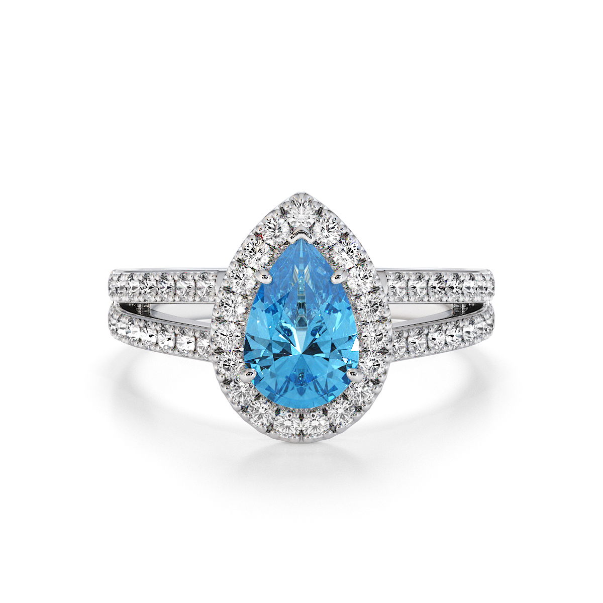 Gold / Platinum Blue Topaz and Diamond Engagement Ring RZ3465