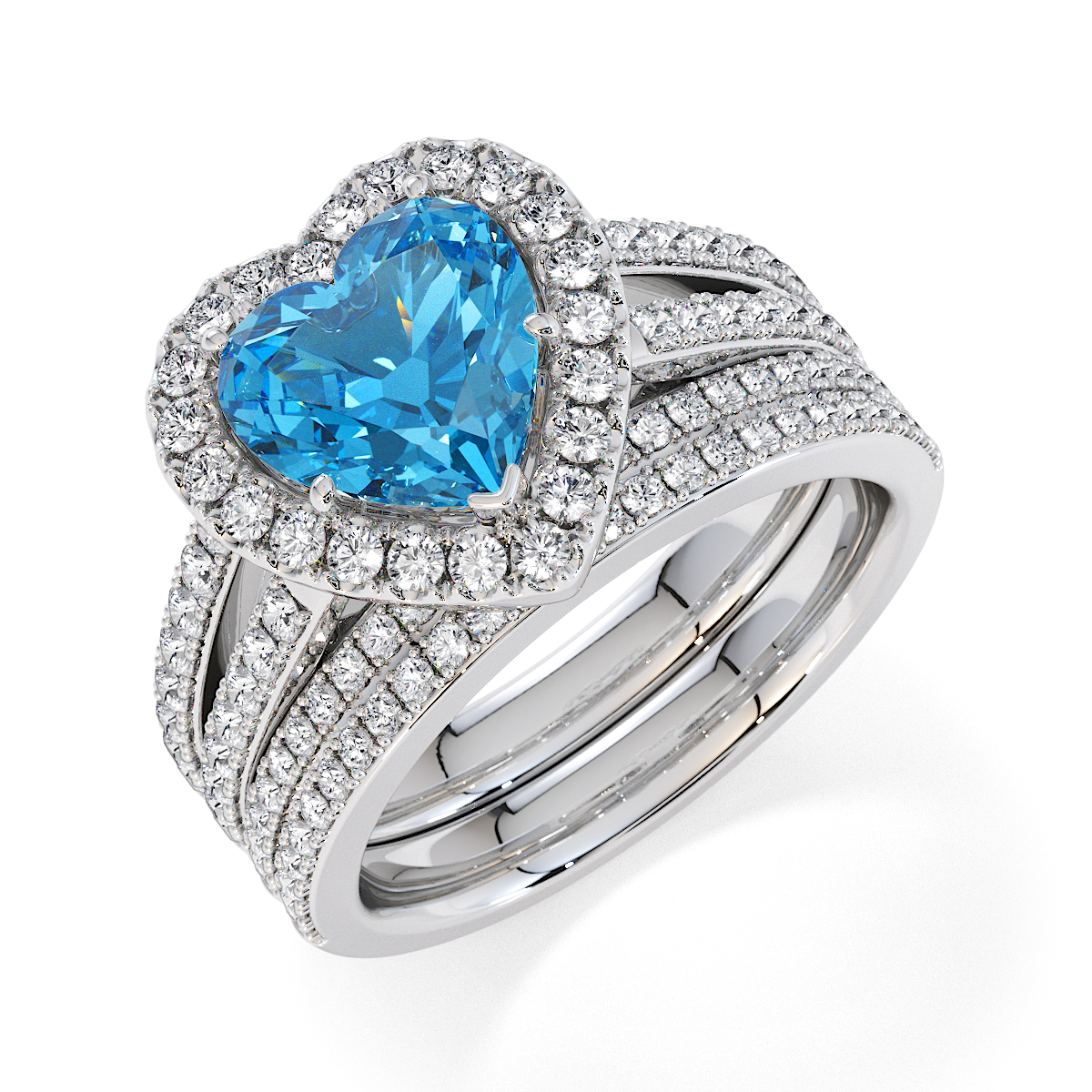 Gold / Platinum Blue Topaz and Diamond Engagement Ring RZ3467