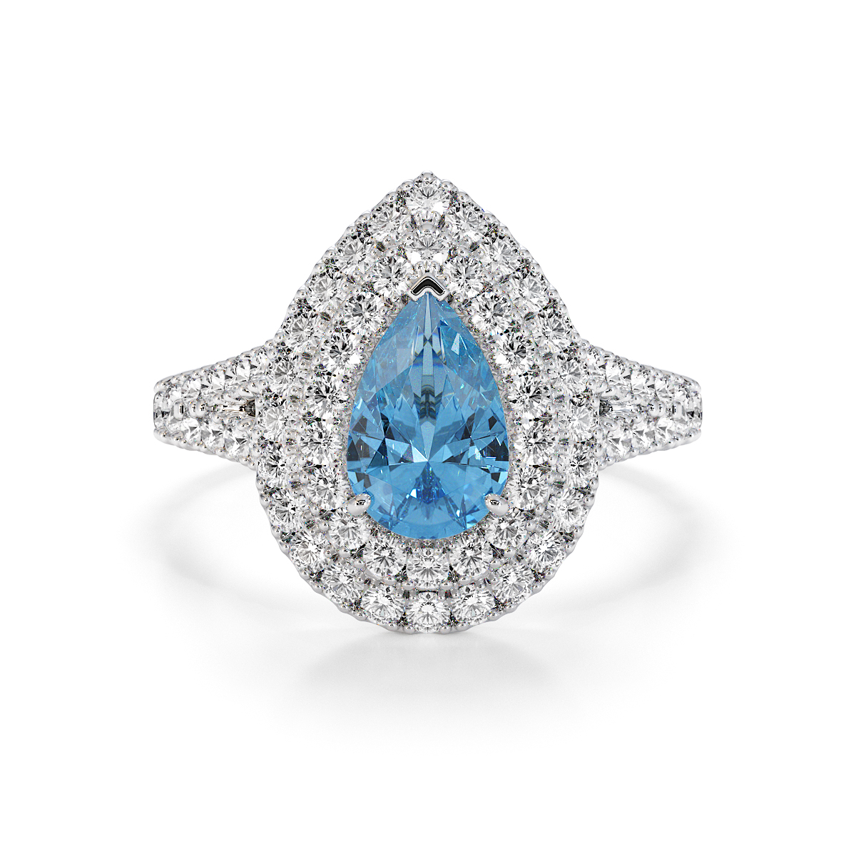 Gold / Platinum Blue Topaz and Diamond Engagement Ring RZ3473
