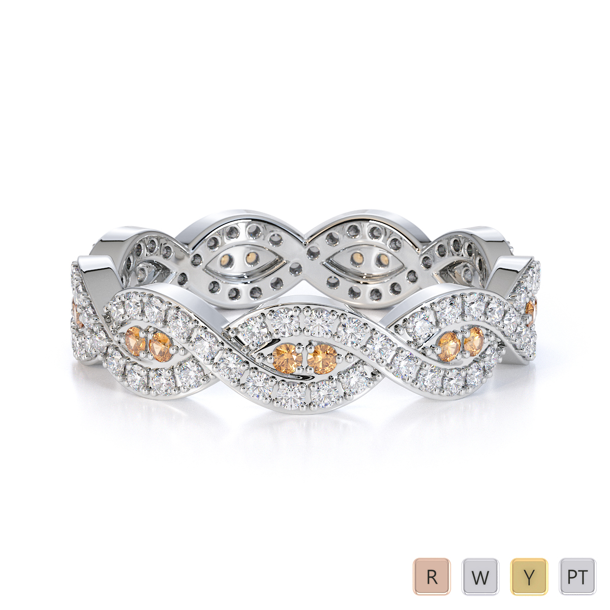 Gold / Platinum Citrine and Diamond Full Eternity Ring RZ1498
