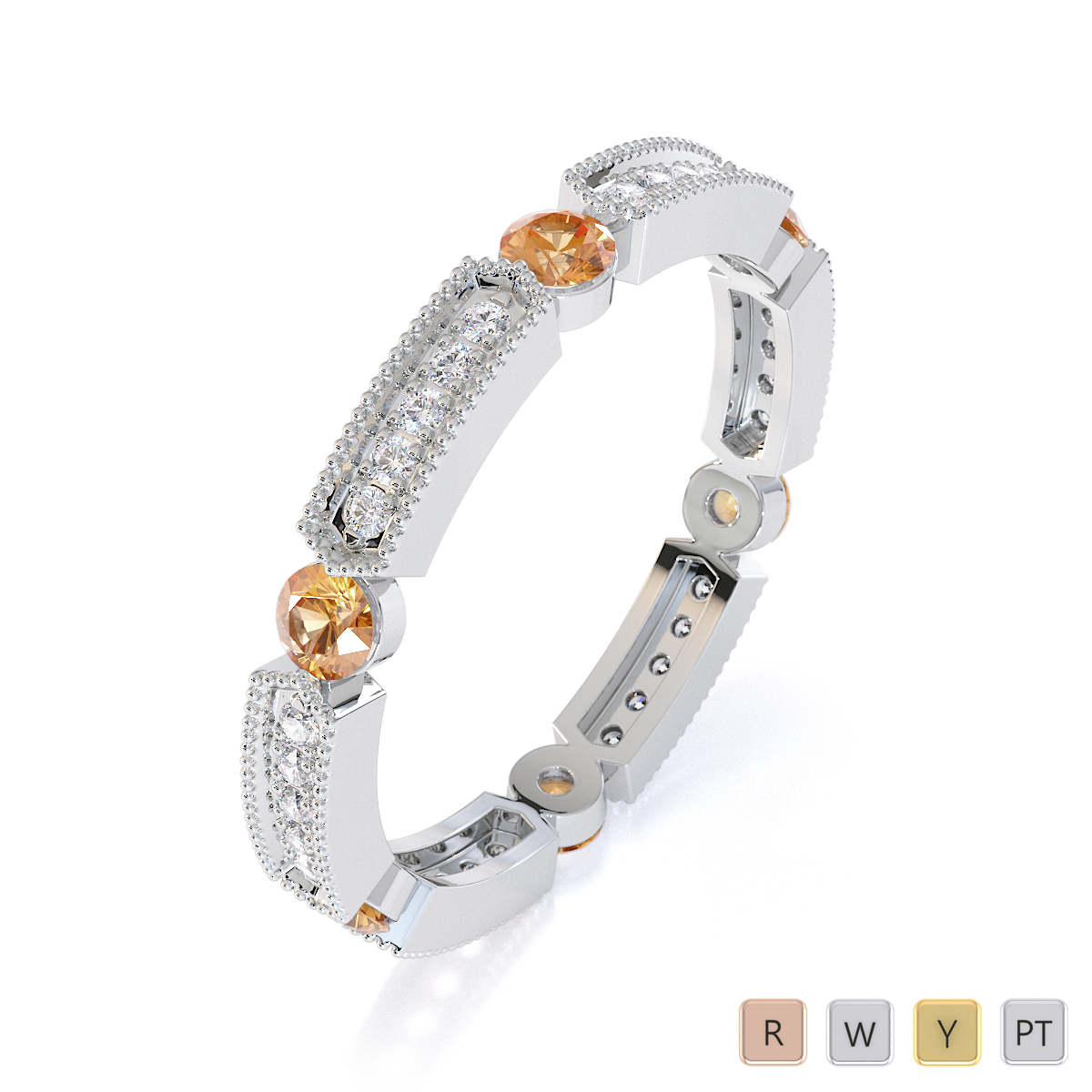 Gold / Platinum Citrine and Diamond Full Eternity Ring RZ1500