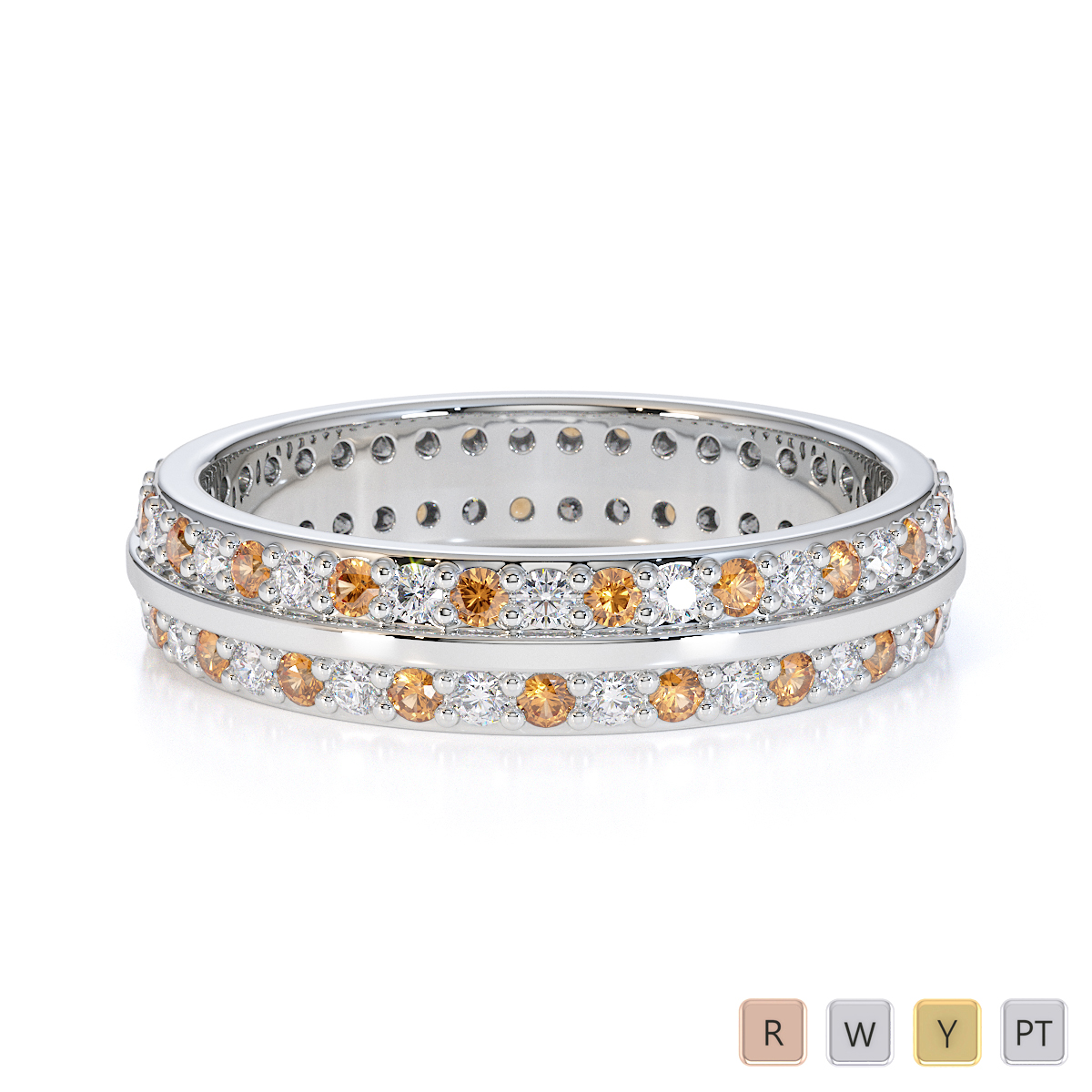 Gold / Platinum Citrine and Diamond Full Eternity Ring RZ1504