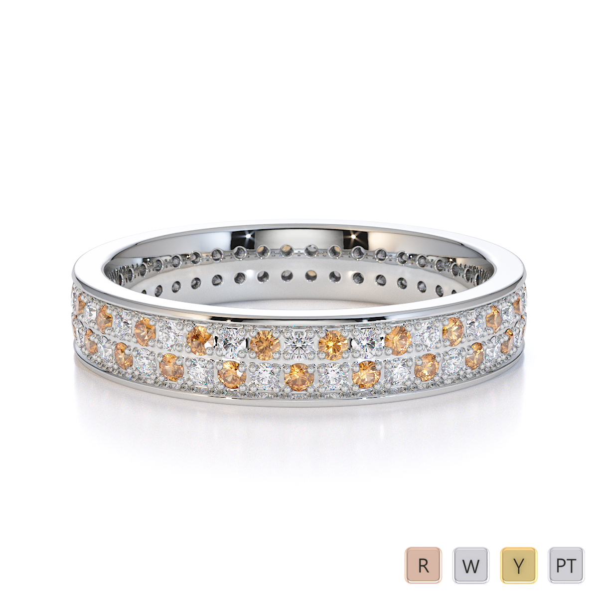 Gold / Platinum Citrine and Diamond Full Eternity Ring RZ1506