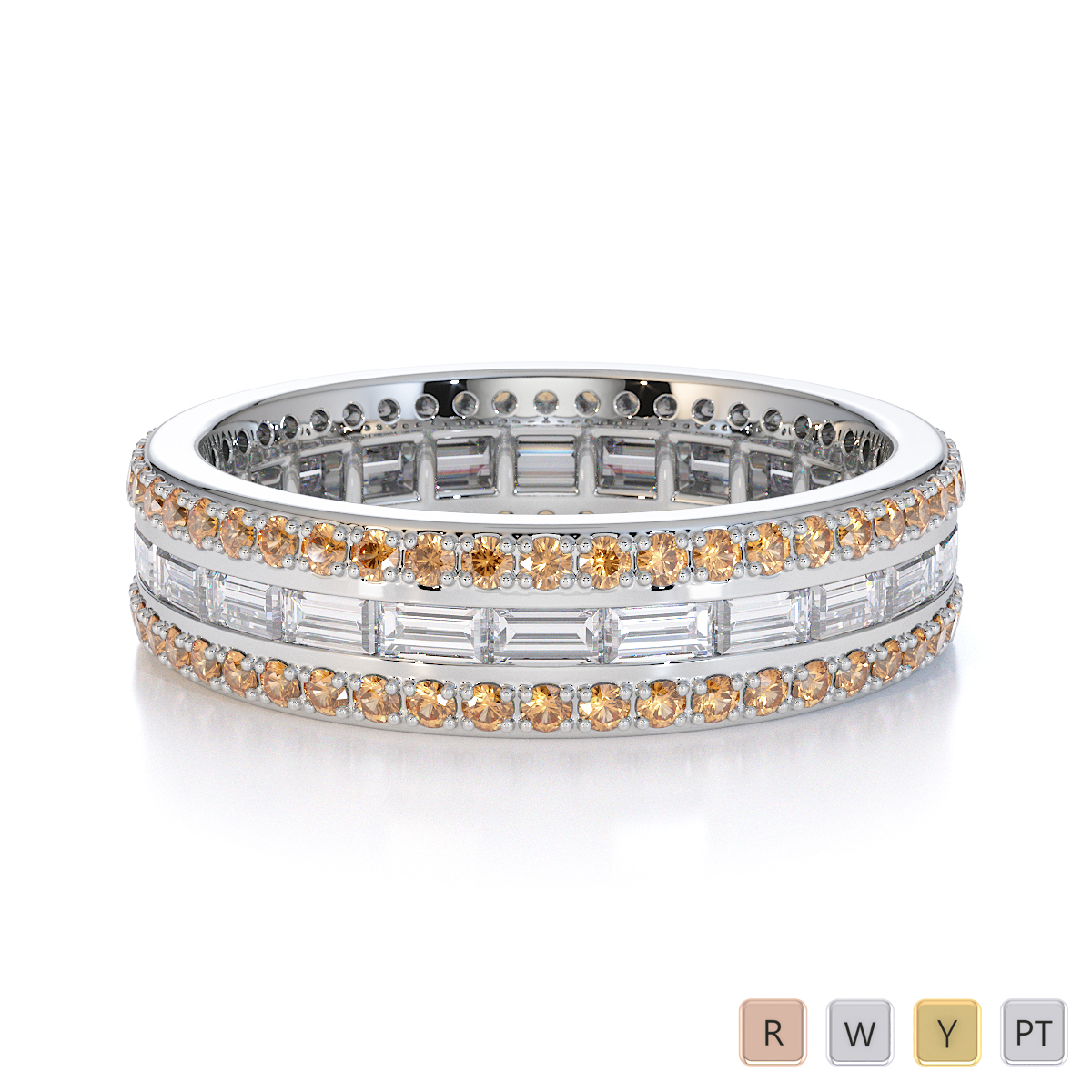Gold / Platinum Citrine and Diamond Full Eternity Ring RZ1508