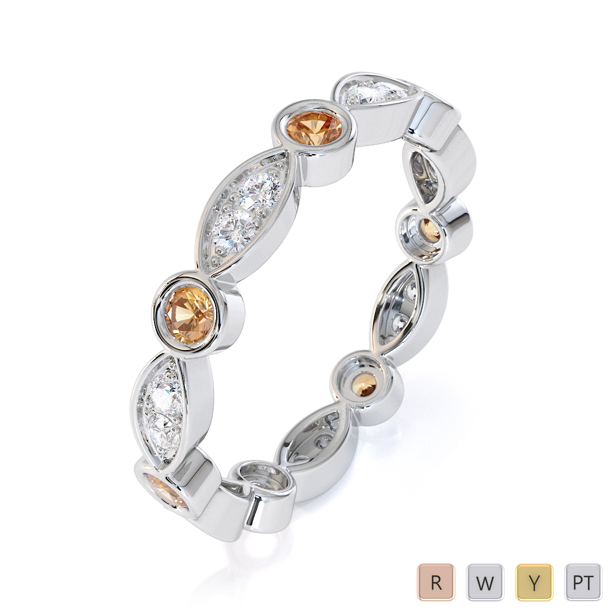 Gold / Platinum Citrine and Diamond Full Eternity Ring RZ1510