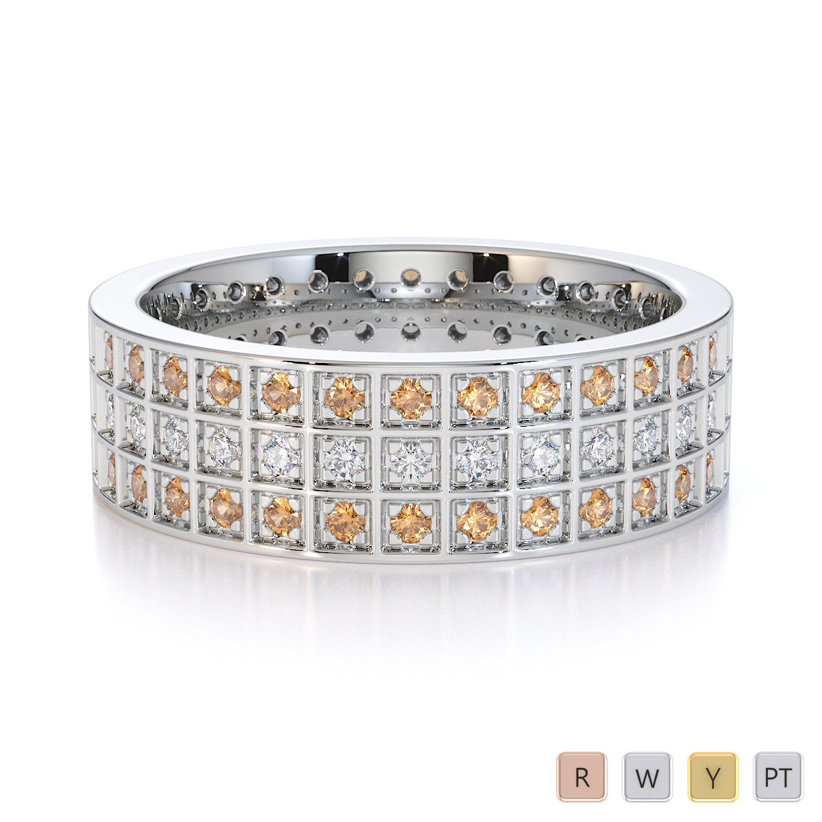 Gold / Platinum Citrine and Diamond Full Eternity Ring RZ1512