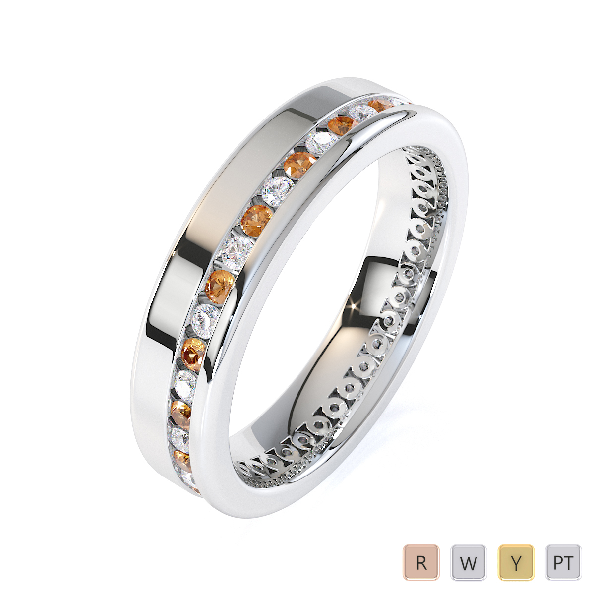 Gold / Platinum Citrine and Diamond Full Eternity Ring RZ1514