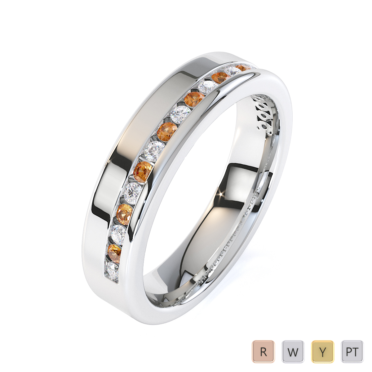 Gold / Platinum Citrine and Diamond Half Eternity Ring RZ1515