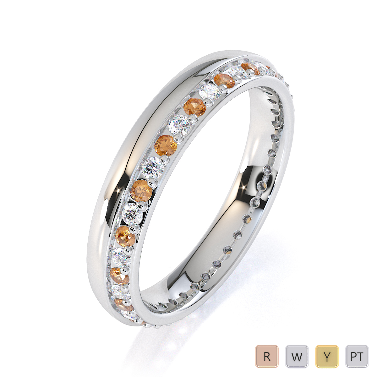 Gold / Platinum Citrine and Diamond Full Eternity Ring RZ1516