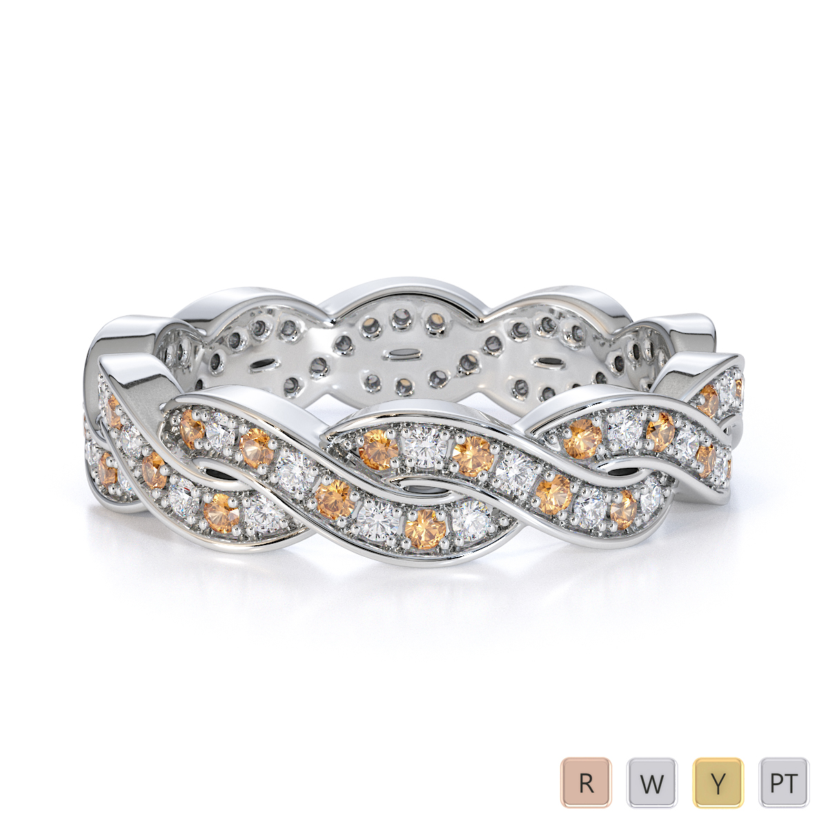 Gold / Platinum Citrine and Diamond Full Eternity Ring RZ1520