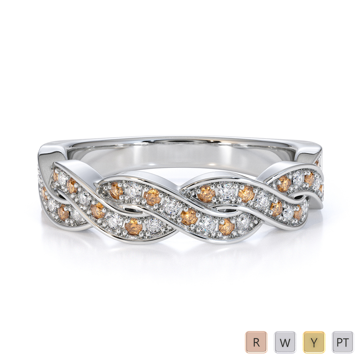 Gold / Platinum Citrine and Diamond Half Eternity Ring RZ1521