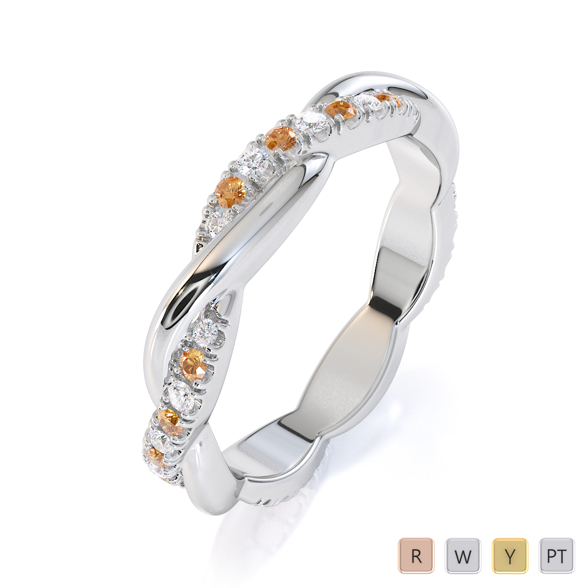 Gold / Platinum Citrine and Diamond Full Eternity Ring RZ1522