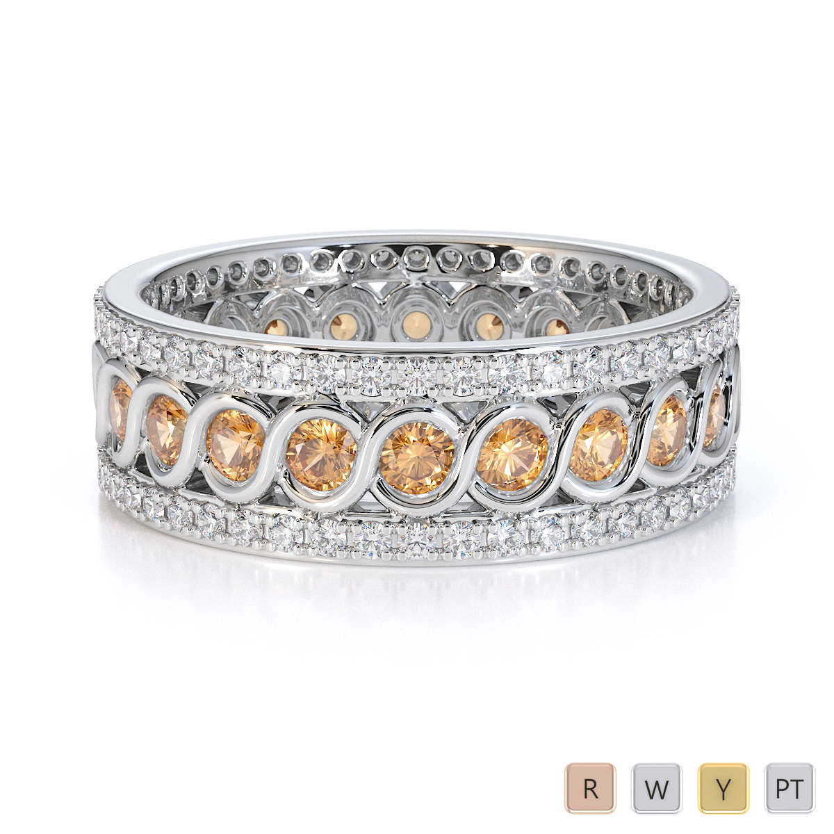 Gold / Platinum Citrine and Diamond Full Eternity Ring RZ1524