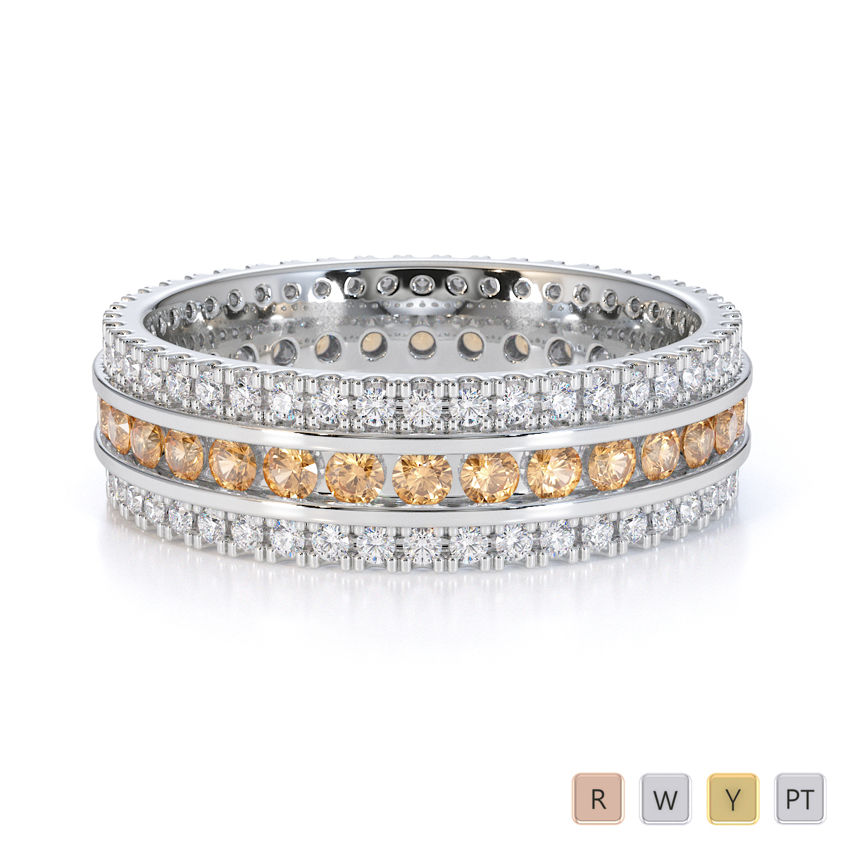 Gold / Platinum Citrine and Diamond Full Eternity Ring RZ1526