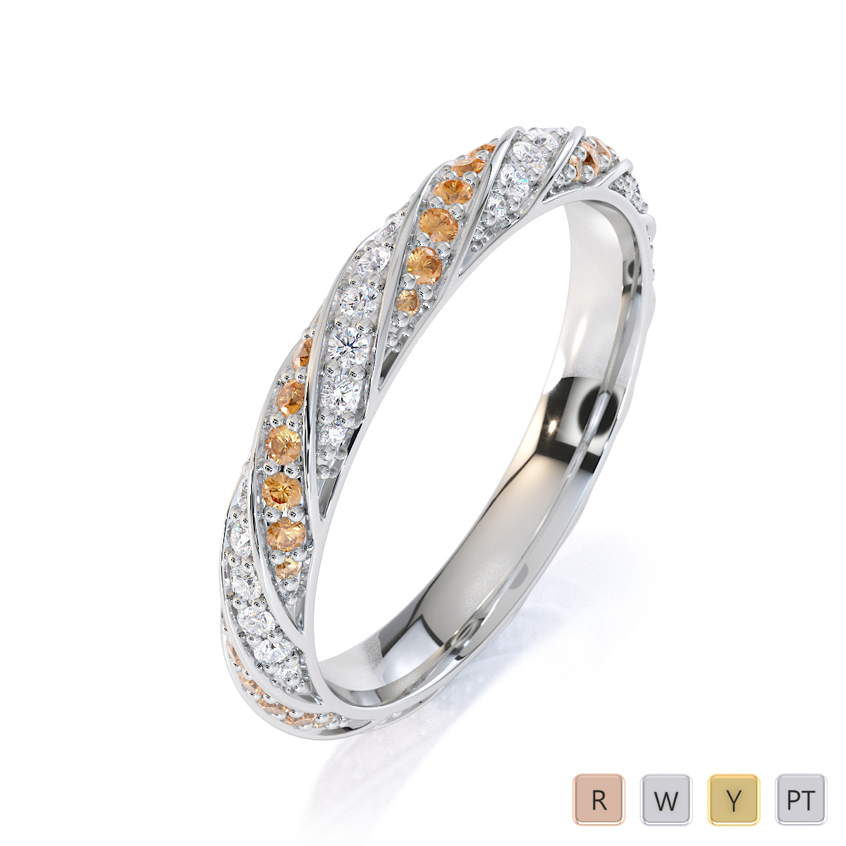 Gold / Platinum Citrine and Diamond Full Eternity Ring RZ1528