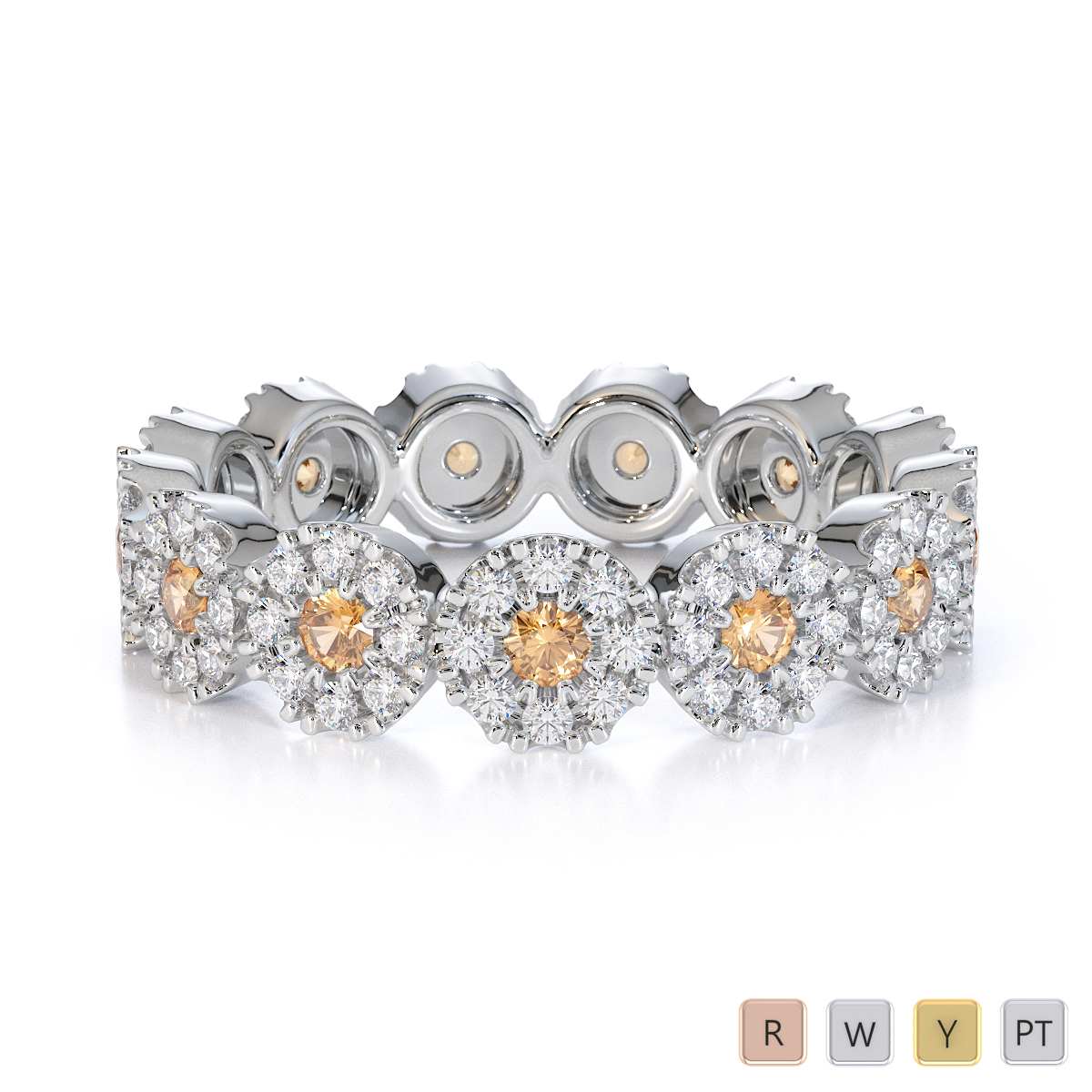 Gold / Platinum Citrine and Diamond Full Eternity Ring RZ1530