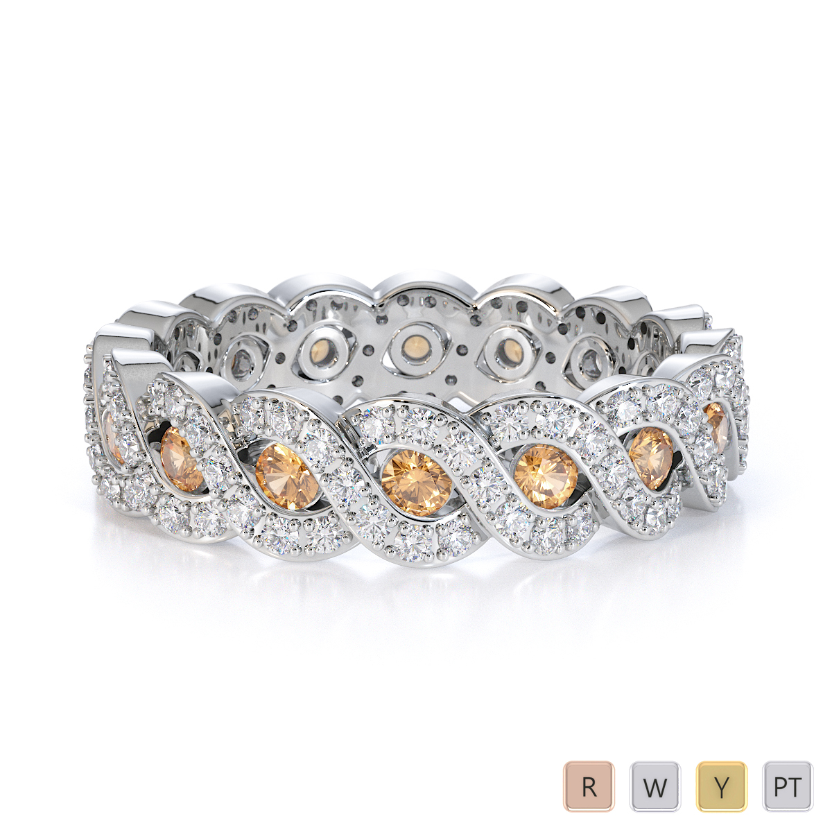 Gold / Platinum Citrine and Diamond Full Eternity Ring RZ1532