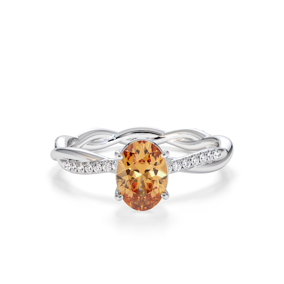 Gold / Platinum Citrine and Diamond Engagement Ring RZ3386