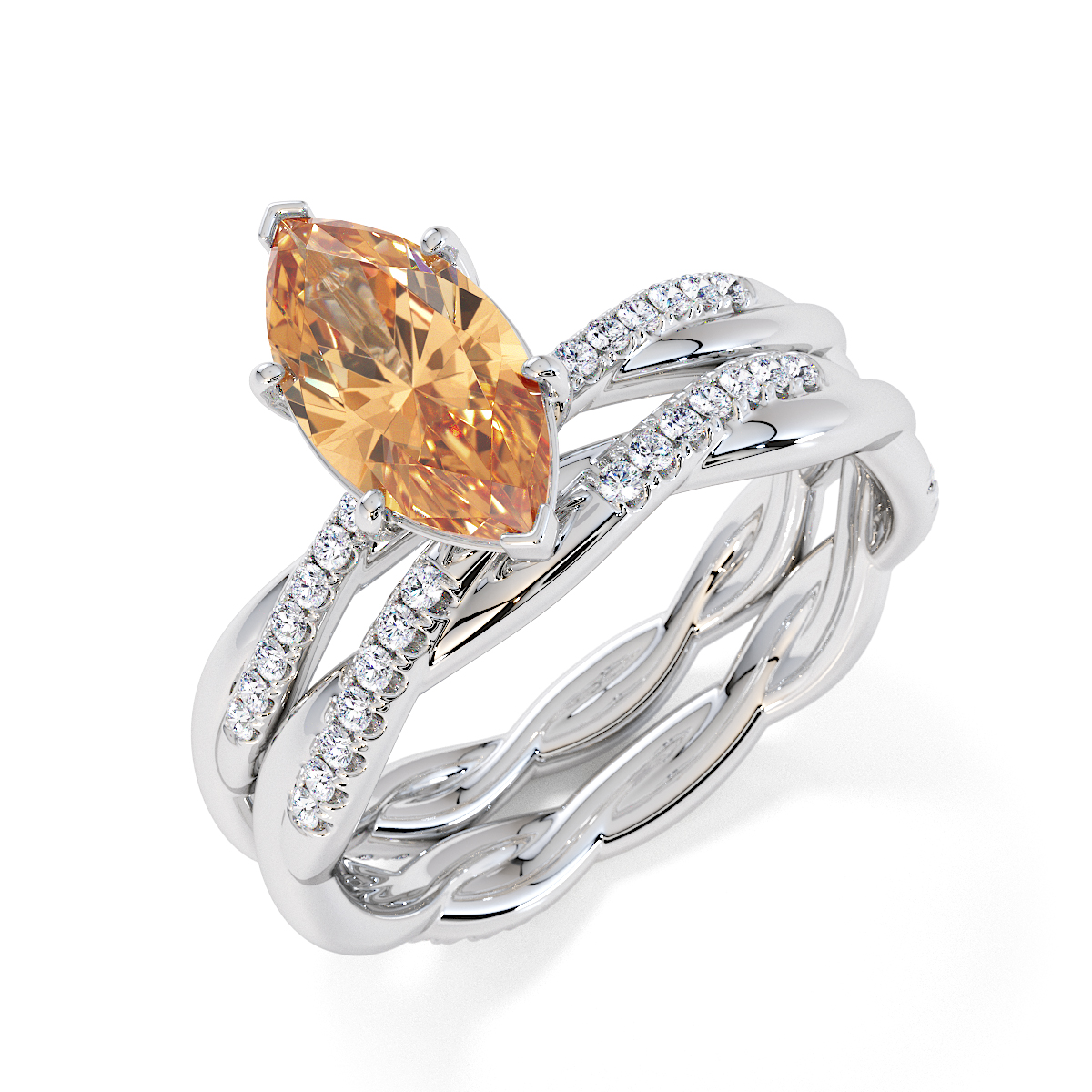 Gold / Platinum Citrine and Diamond Engagement Ring RZ3391