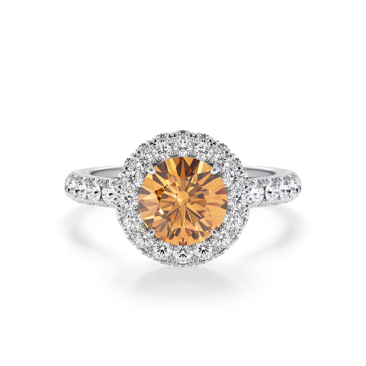 Gold / Platinum Citrine and Diamond Engagement Ring RZ3409