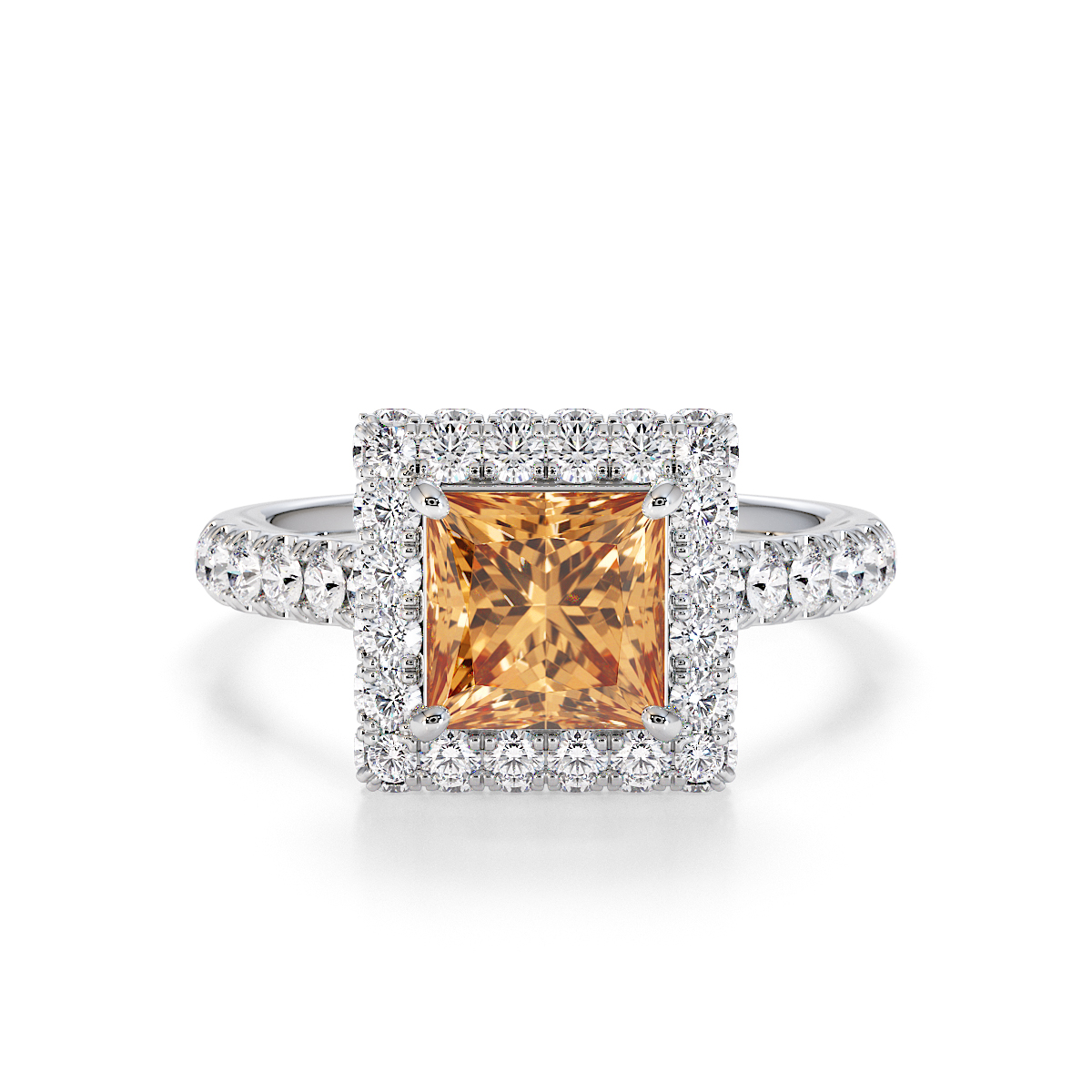 Gold / Platinum Citrine and Diamond Engagement Ring RZ3411