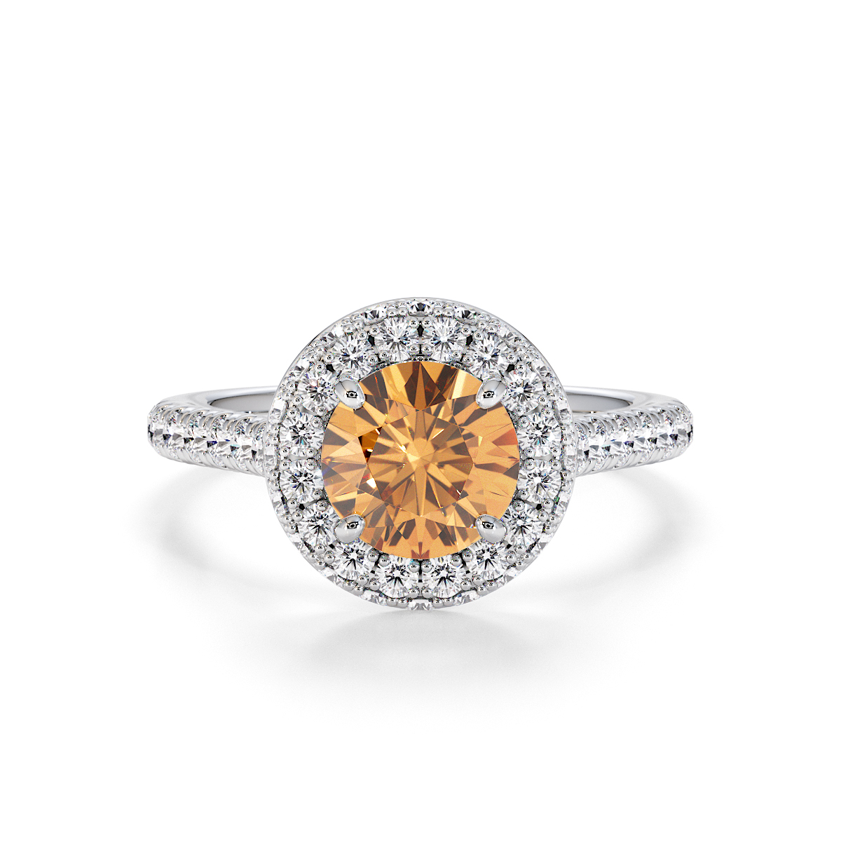 Gold / Platinum Citrine and Diamond Engagement Ring RZ3420