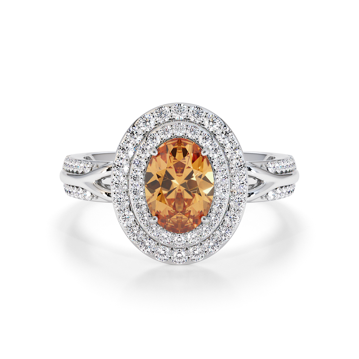 Gold / Platinum Citrine and Diamond Engagement Ring RZ3428