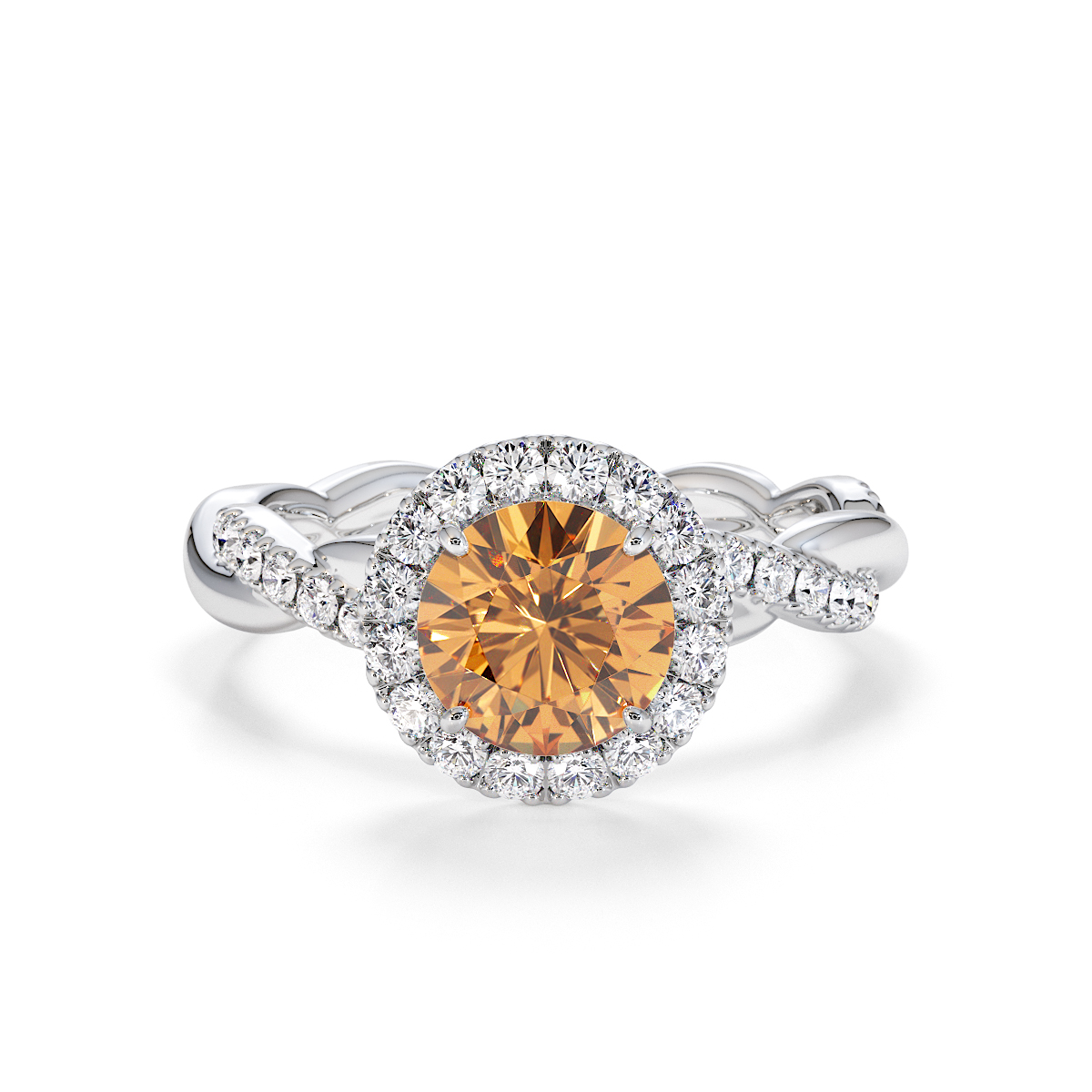 Gold / Platinum Citrine and Diamond Engagement Ring RZ3453