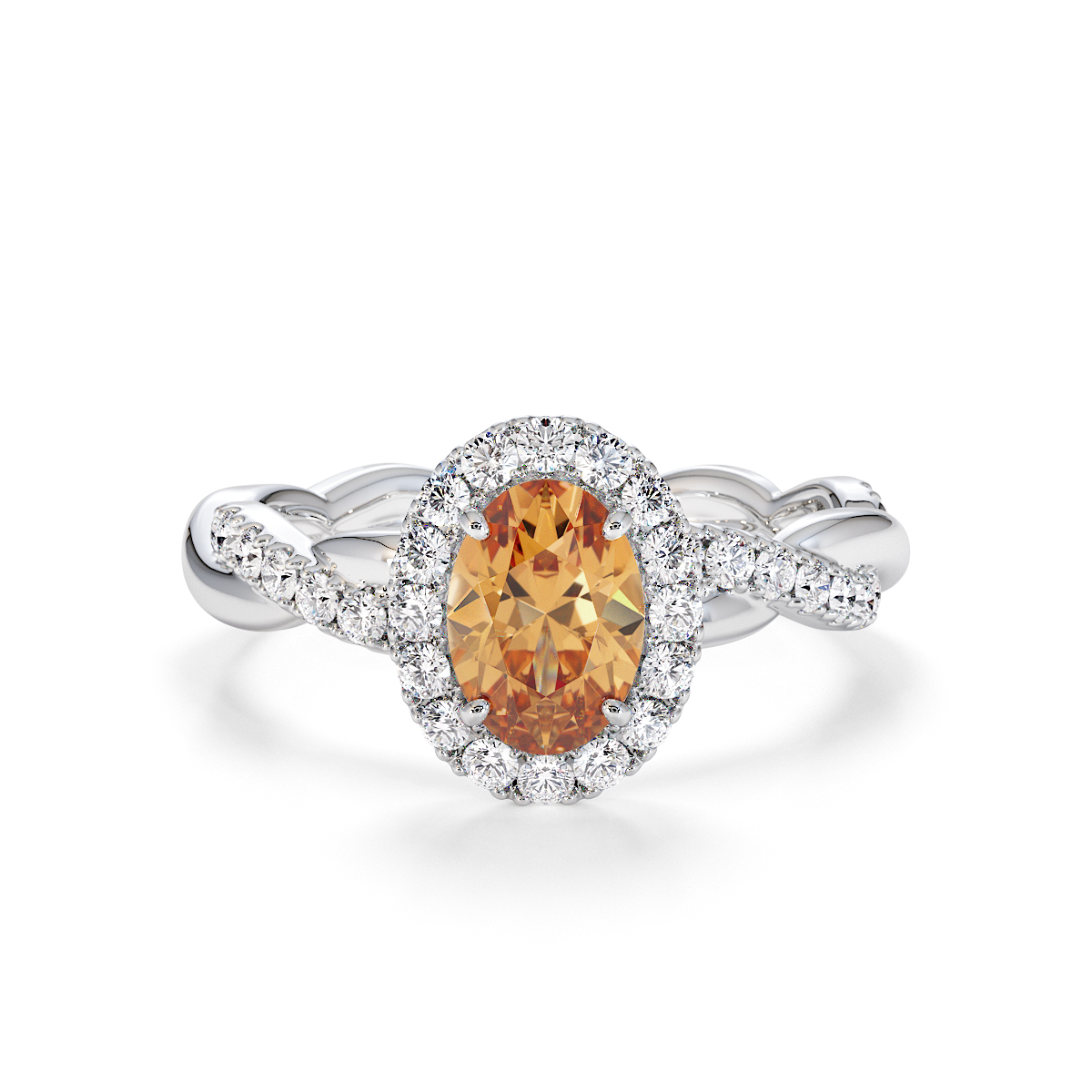 Gold / Platinum Citrine and Diamond Engagement Ring RZ3456