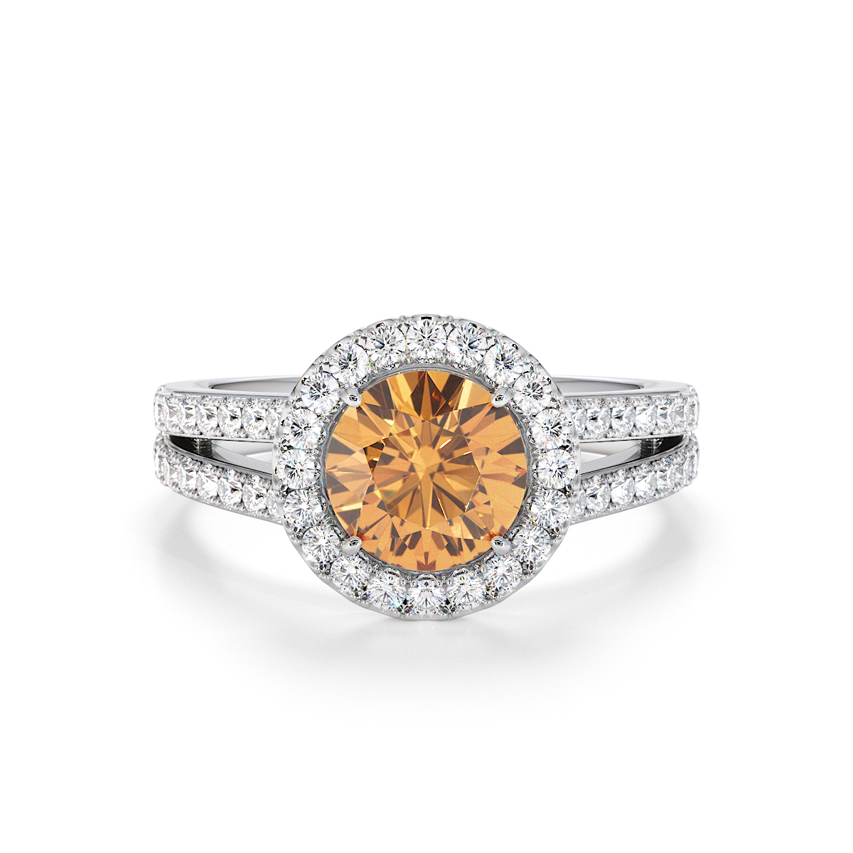 Gold / Platinum Citrine and Diamond Engagement Ring RZ3460