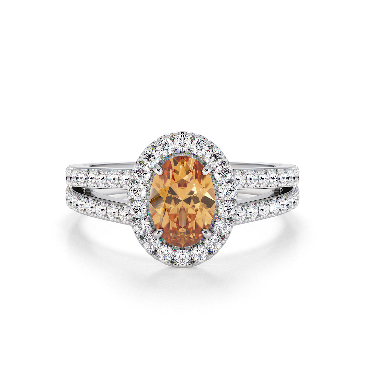 Gold / Platinum Citrine and Diamond Engagement Ring RZ3461