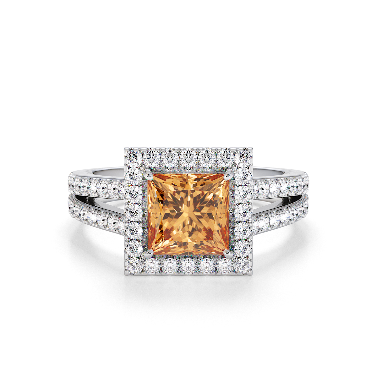 Gold / Platinum Citrine and Diamond Engagement Ring RZ3462