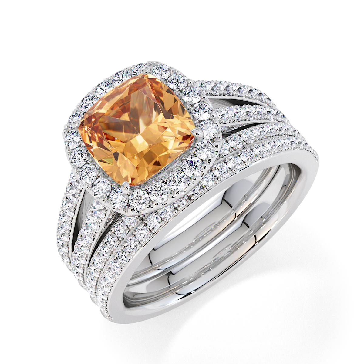 Gold / Platinum Citrine and Diamond Engagement Ring RZ3464