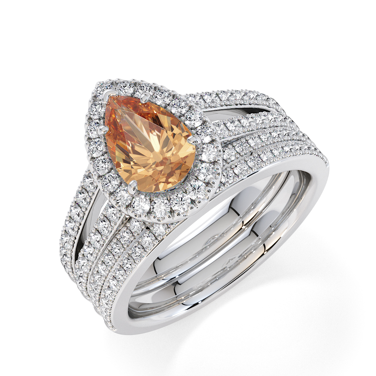 Gold / Platinum Citrine and Diamond Engagement Ring RZ3465