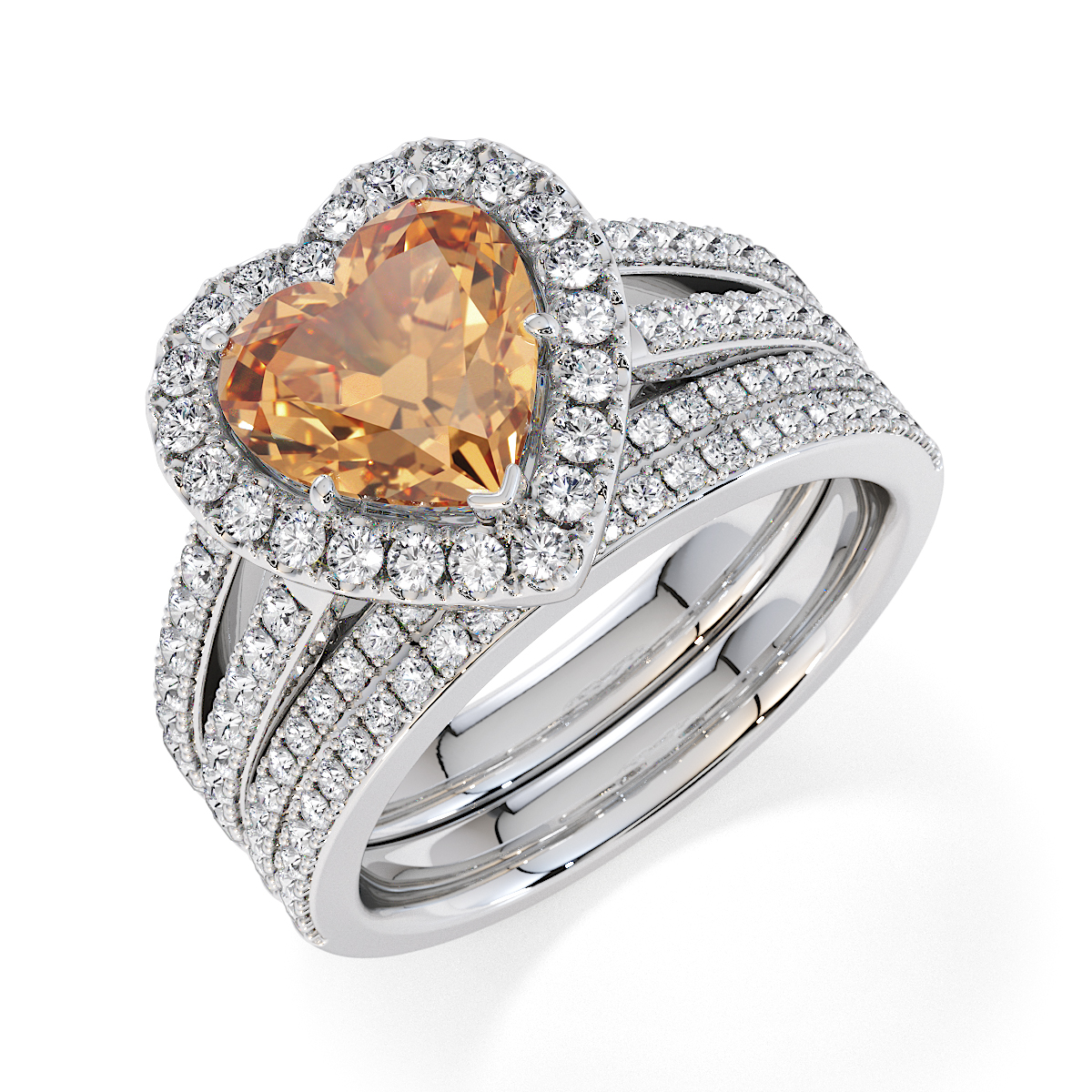 Gold / Platinum Citrine and Diamond Engagement Ring RZ3467
