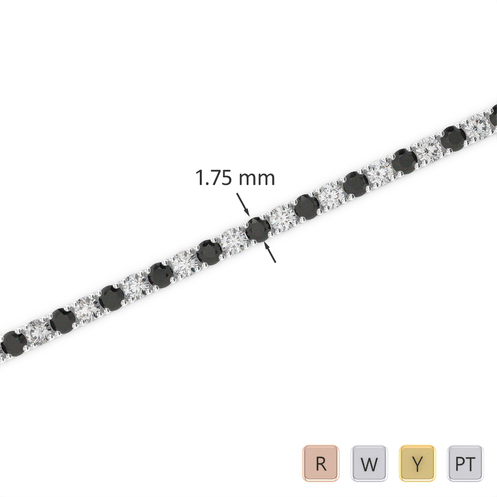 Gold / Platinum Round Cut Black Diamond with Diamond Bracelet AGBRL-1002
