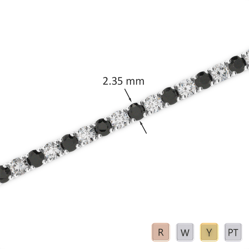Gold / Platinum Round Cut Black Diamond with Diamond Bracelet AGBRL-1005