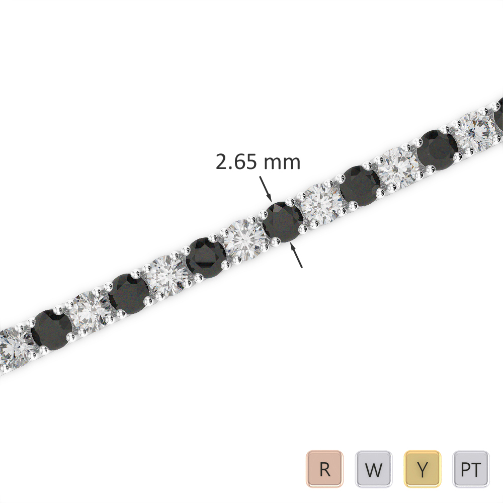 Gold / Platinum Round Cut Black Diamond with Diamond Bracelet AGBRL-1007