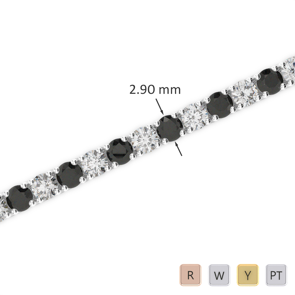 Gold / Platinum Round Cut Black Diamond with Diamond Bracelet AGBRL-1008