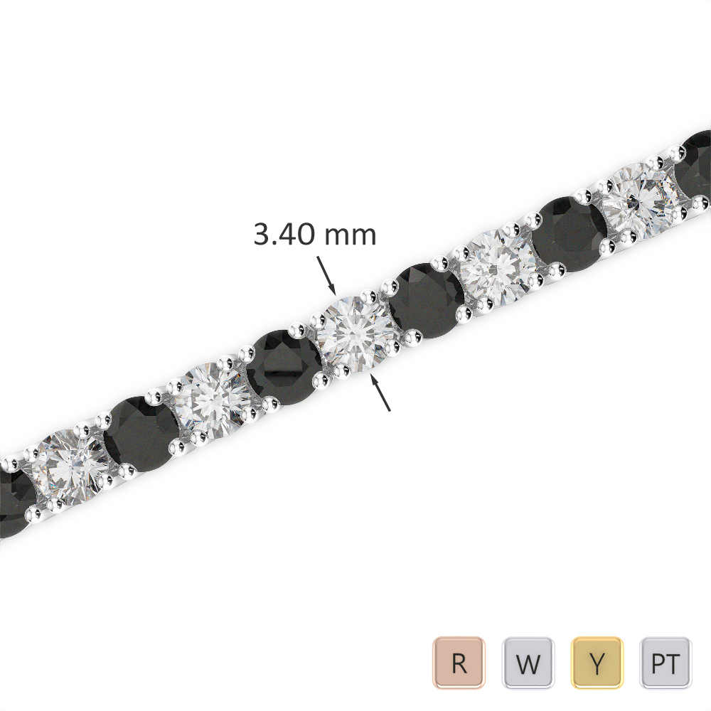 Gold / Platinum Round Cut Black Diamond with Diamond Bracelet AGBRL-1009